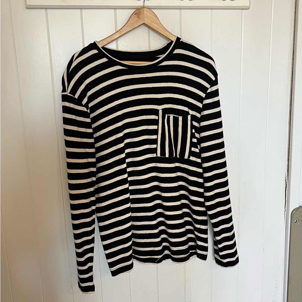 Topman Long Sleeve Sweater. Black and White M